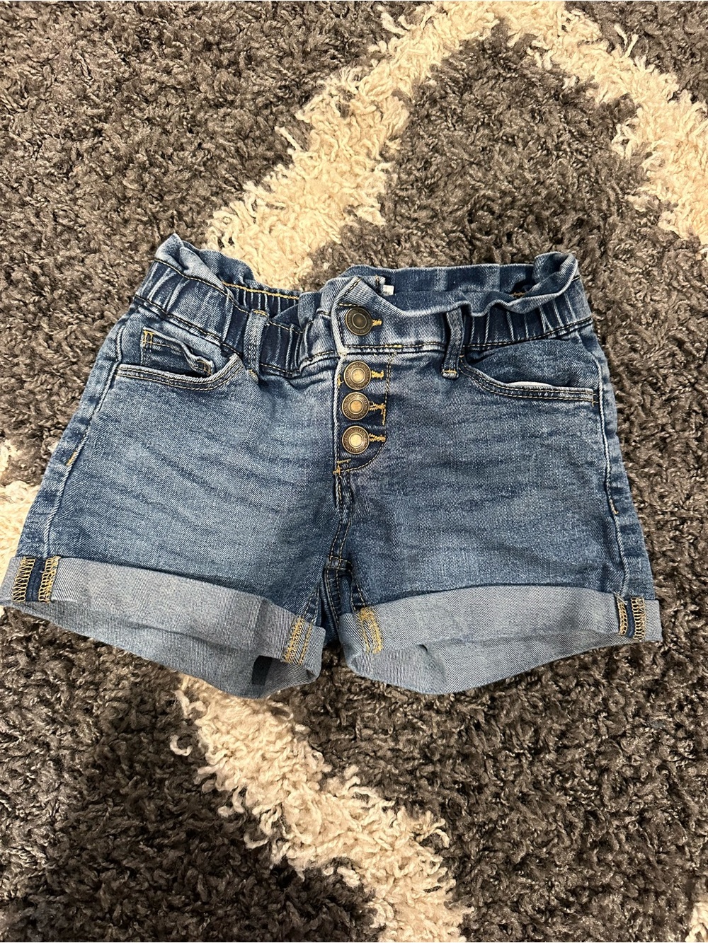 Soho Girls' Button-Front Rolled Hem Denim Shorts - Blue
